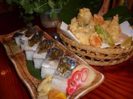 サバの押し寿司とサワラと天ぷら