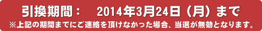 引換期間は2014年3月24日(月)まで